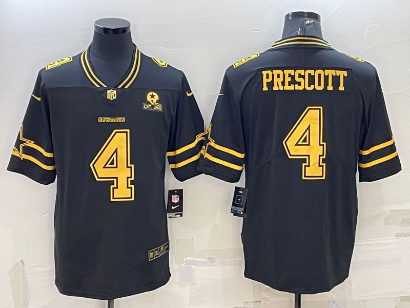 Men Dallas Cowboys 4 Prescott Black Gold 2022 Nike Limited Vapor Untouchable NFL Jersey